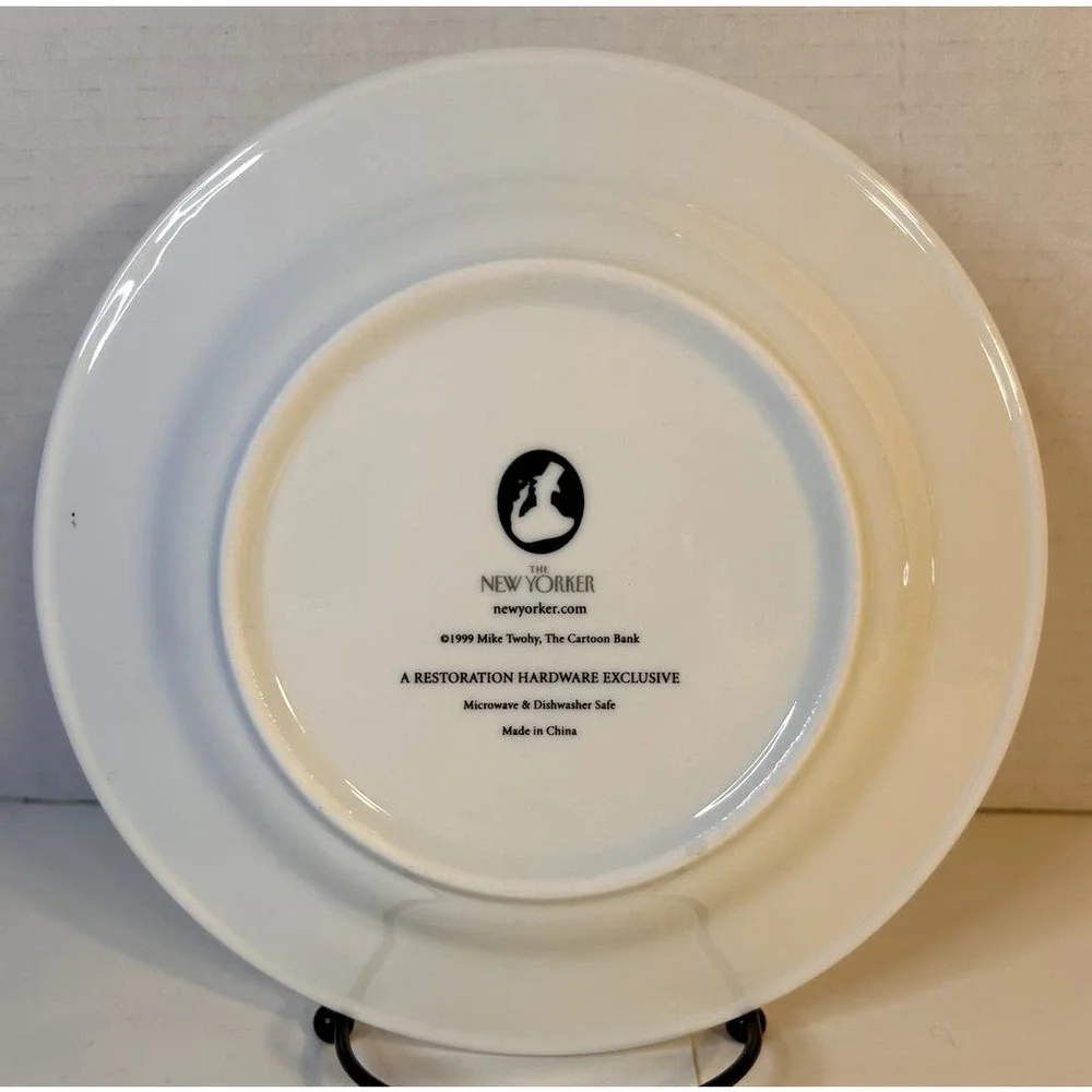 The New Yorker Restoration Hardware Wine Theme Cartoon Porcelain Salad Plate 8